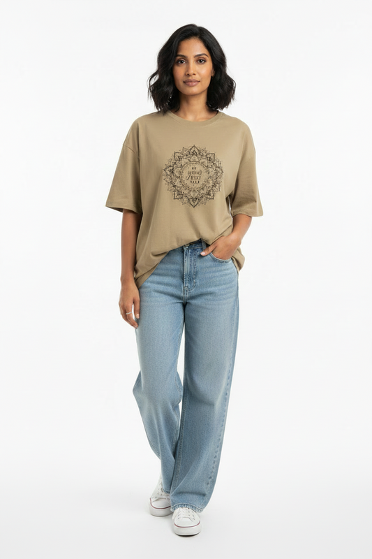Women Mandala Art Cotton T-Shirt