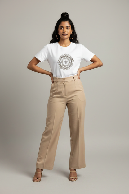 Women Mandala Art Cotton T-Shirt