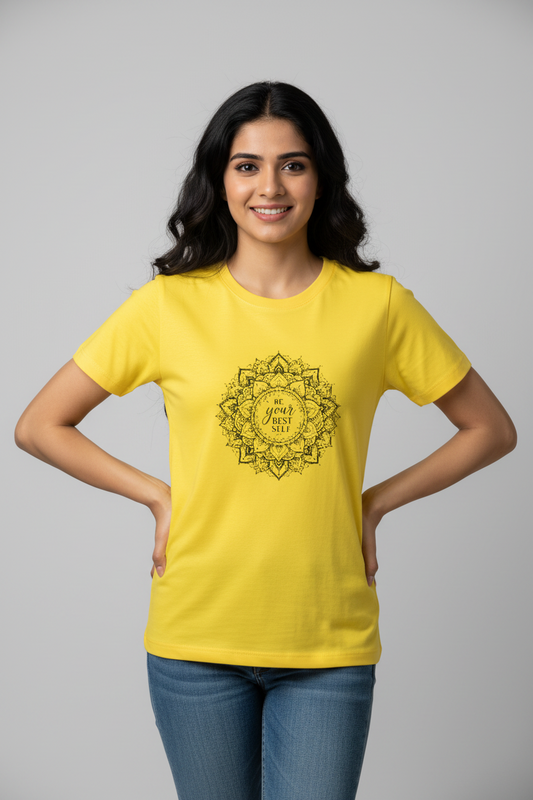 Women Mandala Art Cotton T-Shirt