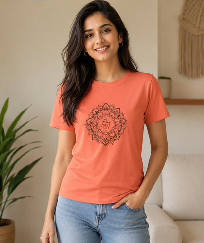 Women Mandala Art Cotton T-Shirt
