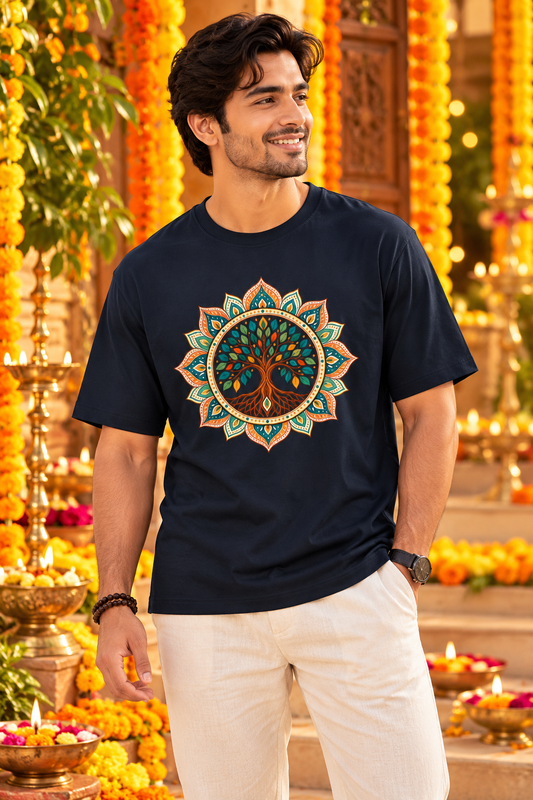 Mandala Tree of Life Oversized Graphic Tee