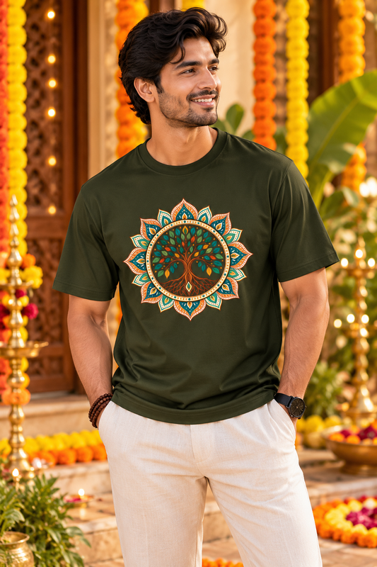 Mandala Tree of Life Oversized Graphic Tee