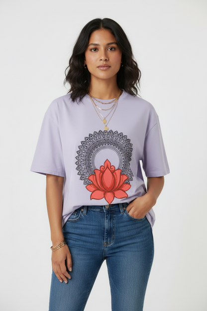 Lotus Aura Mandala Oversized Tee