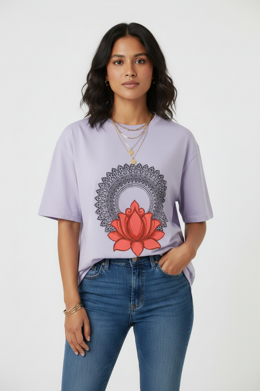 Lotus Aura Mandala Oversized Tee