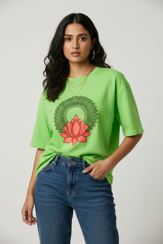 Lotus Aura Mandala Oversized Tee